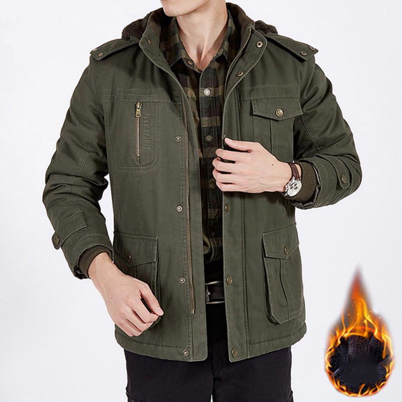 Изображение товара: 2020 Высококачественная зимняя куртка, Мужская Верхняя одежда с капюшоном, толстая ветровка, парка для мужчин, длинное пальто, мужское искусственное пальто