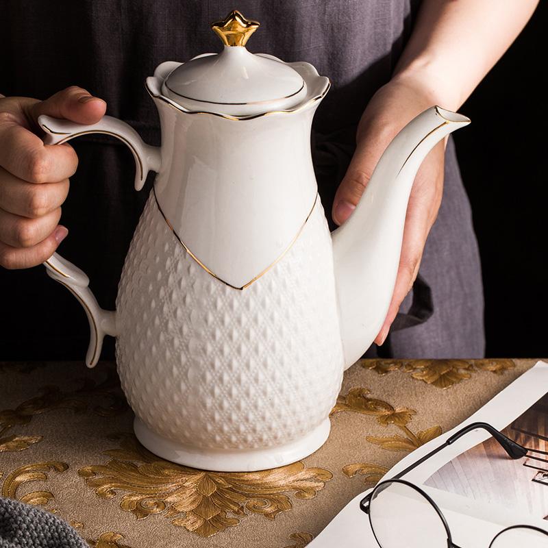 Изображение товара: Керамический Европейский чайник для холодной и холодной воды, домашний чайник среднего и большого размера, термостойкий, с фильтром большой емкости, одинарный чайник, кофейник