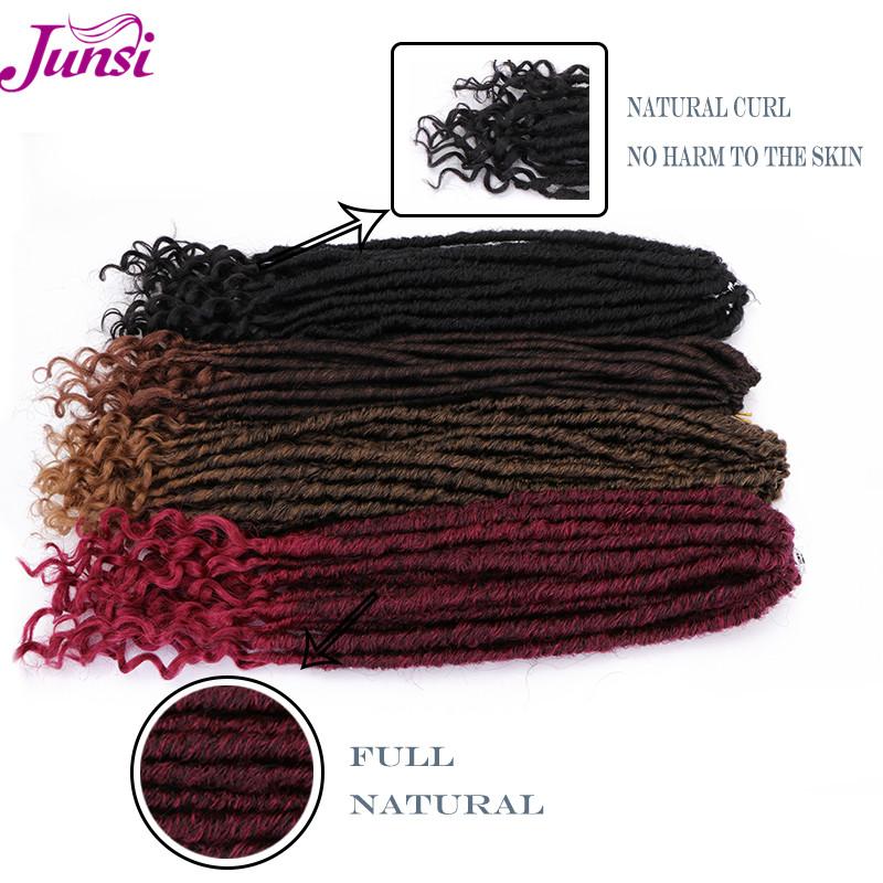 Изображение товара: Искусственные кудрявые косички JUNSI, косички для вязания волос, 16, 20 дюймов, мягкие натуральные черные косички, синтетические волосы для наращивания