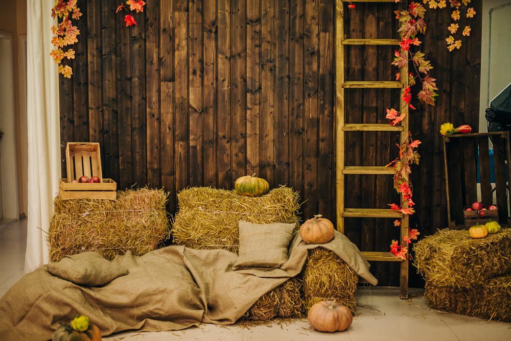 Изображение товара: Фон для фотосъемки с изображением стога сена осенней фермы тыквы урожая сезона благодарения фон для фотосъемки