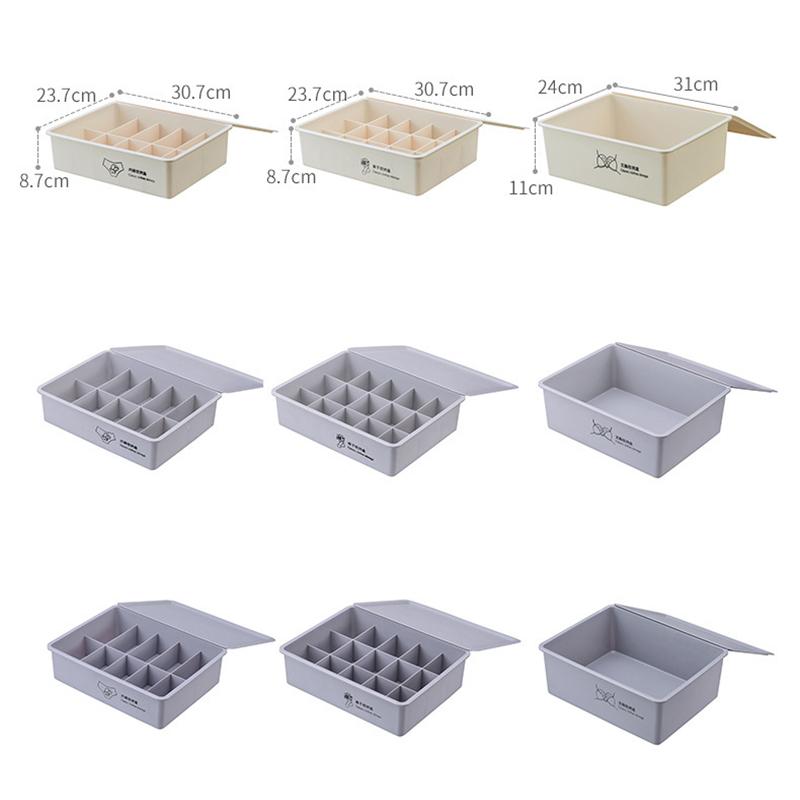 Изображение товара: Пластиковый ящик для хранения нижнего белья, Фотоэлементы с отмеченным отделением, Фотоэлементы и ящик для хранения бюстгальтеров с крышкой