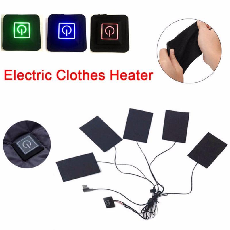 Изображение товара: 5 в 1 регулируемый нагревательный лист из углеродного волокна для одежды, нагревательный коврик, Электрический жилет с USB, куртка, 3-х ступенчатый нагреватель, теплые Термоаксессуары