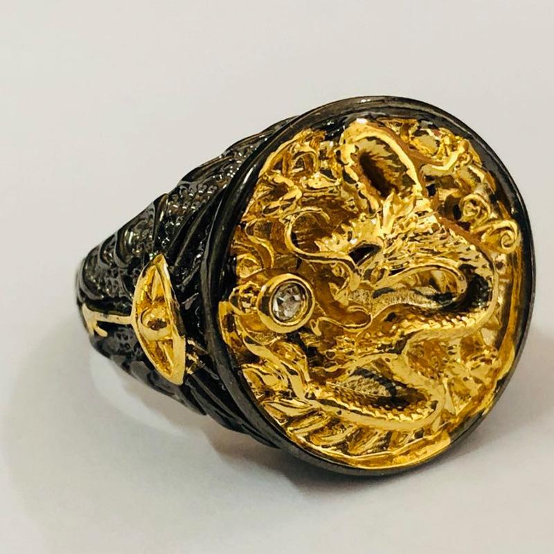 Изображение товара: Milangirl 1Pc Vintage Dragon Rings Black Gun  Animal Male Ring Fashion Gothic Punk Ring Party Jewelry Chinese Style