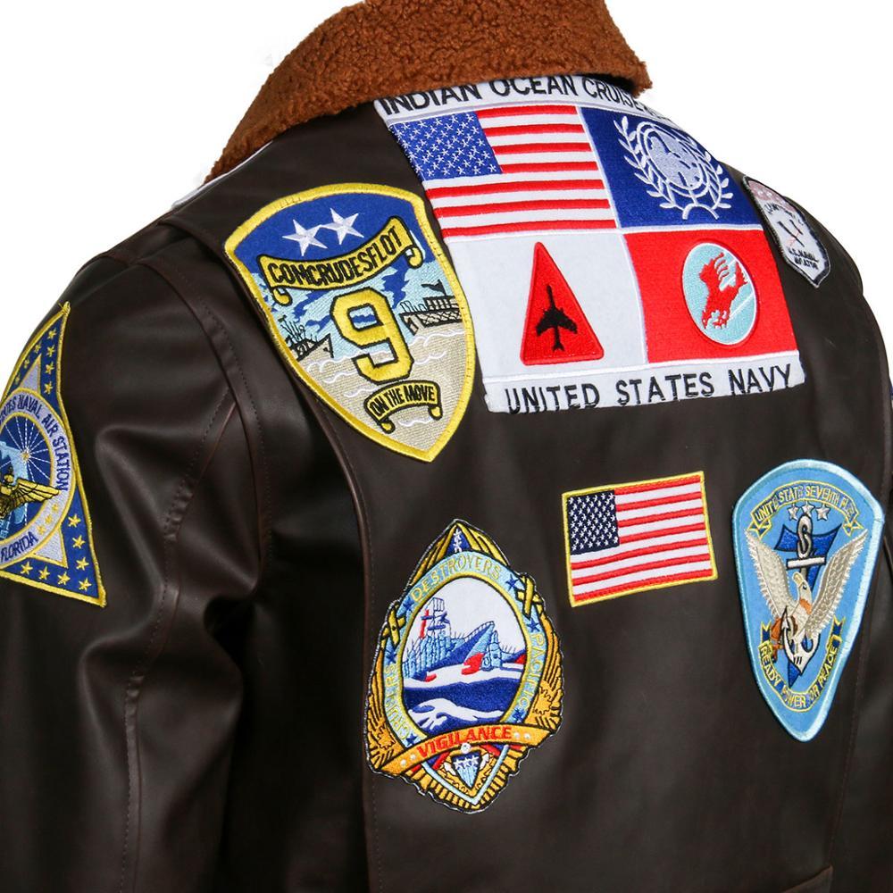 Изображение товара: Пистолет: Maverick 2020 пилотная Куртка мужская коричневая зимняя авиаторская куртка из искусственной кожи теплый воротник пальто ветровка костюмы для косплея