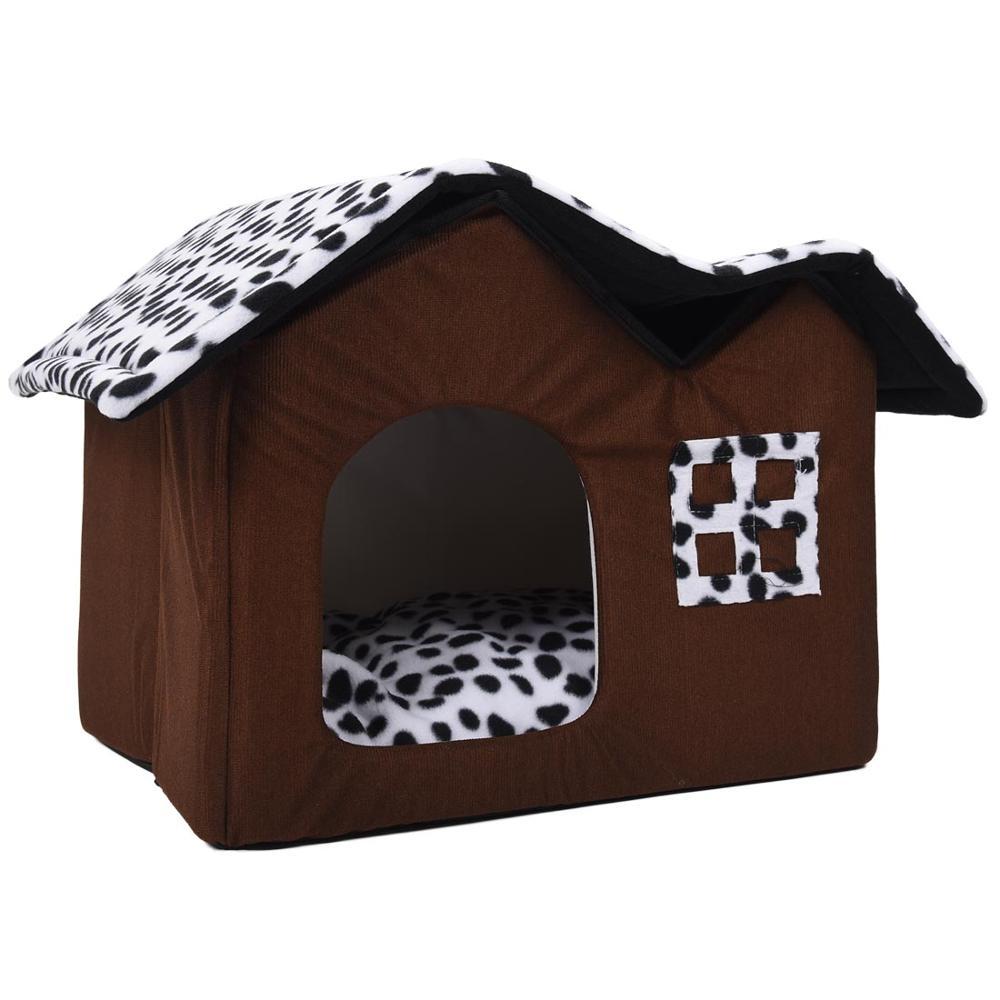 Изображение товара: Новая теплая кровать для кошки, домик для собаки, съемный домик для собаки, двойной домик для собаки, кровать для кошки, подушка для собаки, роскошный домик для кошки