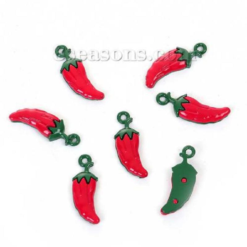 Изображение товара: 8 сезонов цинковый сплав Chili Charms красно-зеленая картина 25 мм (1 