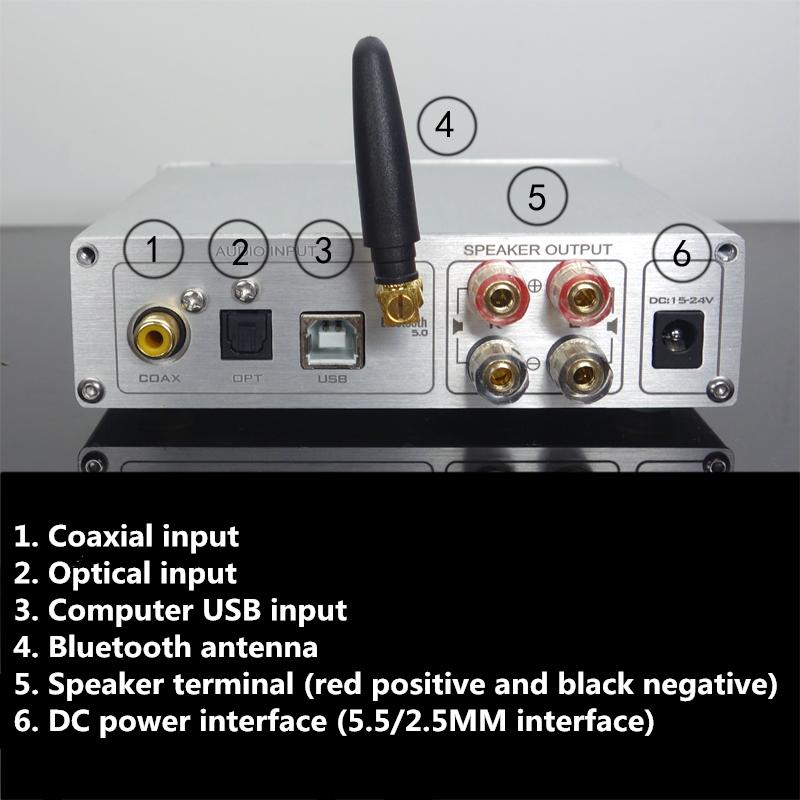 Изображение товара: PDC100 USB коаксиальный волоконный Bluetooth 5,0 вход QCC3034 чистая цифровая передача усилитель мощности 100 Вт * 2 APTX