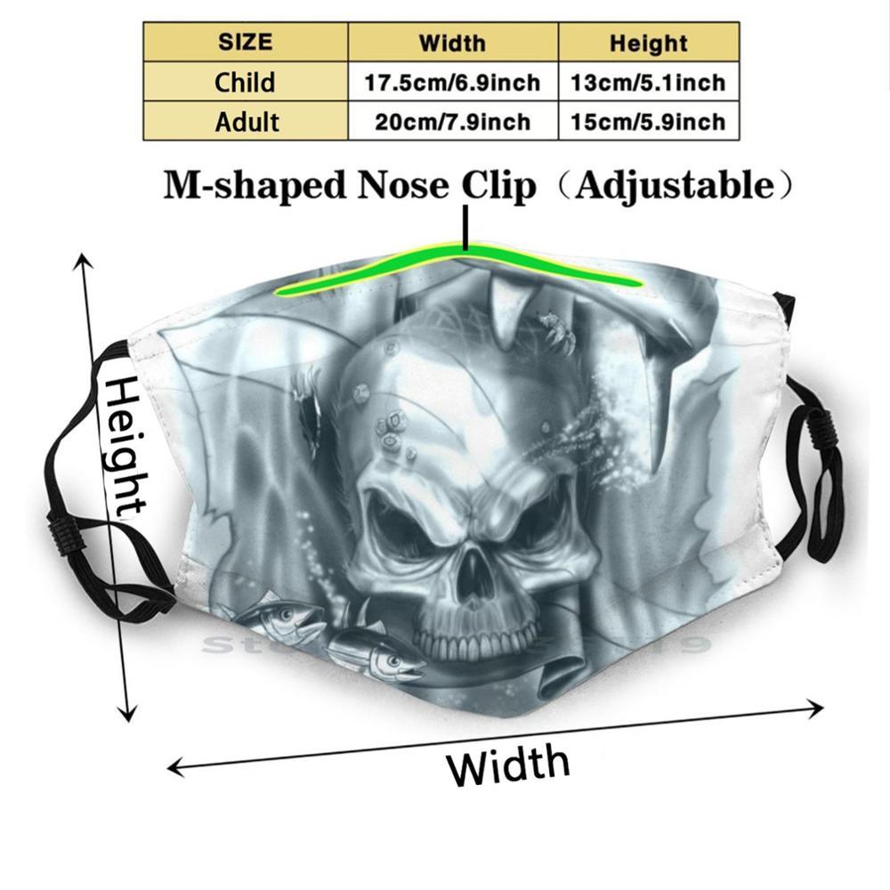 Изображение товара: Забавная моющаяся маска для лица для взрослых и детей с фильтром, Череп, флаг, черно-белые старые зубы, вода, Флорида, тропические волны