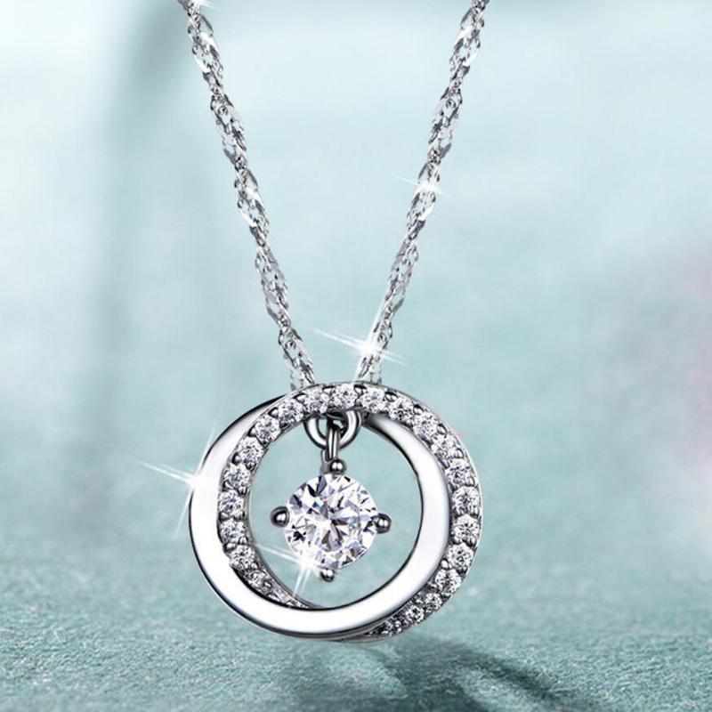 Изображение товара: Женское ожерелье из серебра 925 пробы, с круглой подвеской