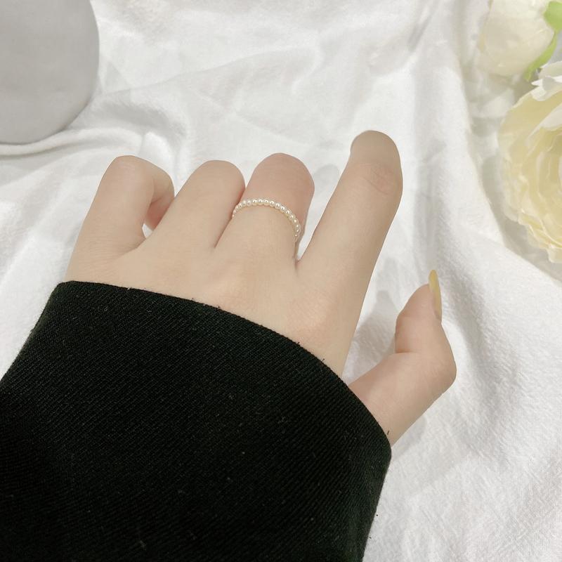 Изображение товара: Очаровательное корейское Ювелирное кольцо, изящный дизайн, имитация маленького жемчуга, кольца для женщин, женские вечерние свадебные подарки