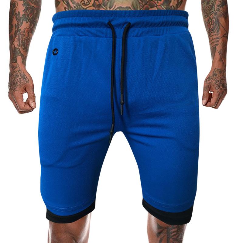Изображение товара: Мужские шорты для бега, 2 в 1, быстросохнущие спортивные шорты с карманами и молнией