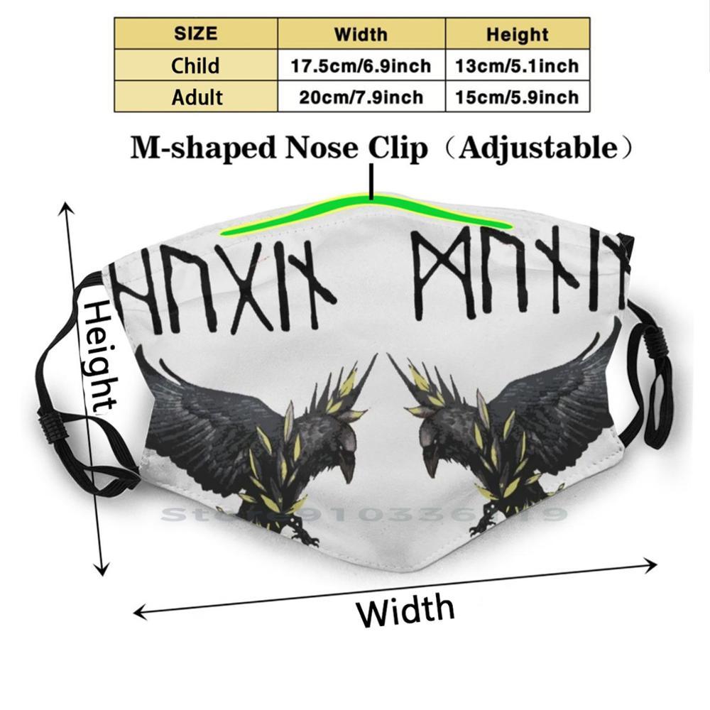 Изображение товара: Многоразовая маска для лица Odin'S Рэйвенс-Хугин и Мунин с фильтрами для детей Odin Hugin Munin, викингов, викингов, мифологии Poe