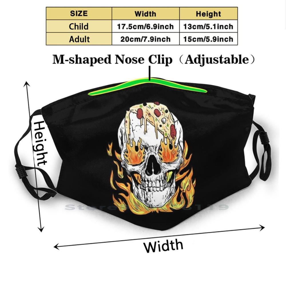 Изображение товара: Футболка с рисунком Крутой череп огня и пиццы дизайн анти-Пылевой фильтр смываемая маска для лица для дизайн череп с прикольным череп огонь для пиццы