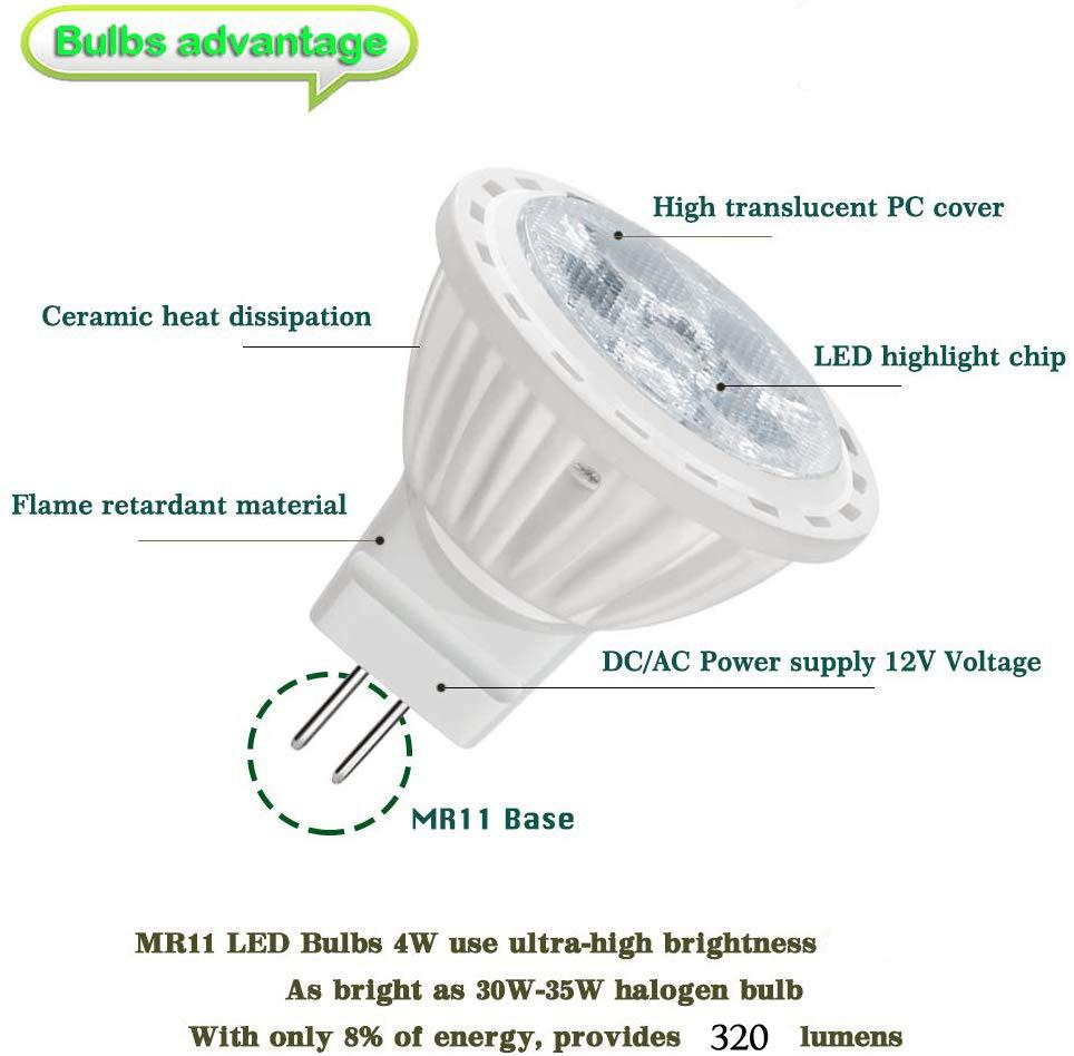 Изображение товара: Светодиодная лампа MR11, галогенная сменная точесветильник лампа 4 Вт, MR11, GU4, цоколь GU4 G4, 12 В переменного/постоянного тока, 35 Вт