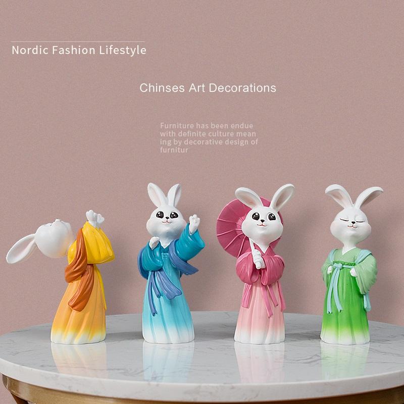 Изображение товара: Cute Rabbit Girl Dancer Asian Style Home Decor House Decoration Statue Resin Sculpture Figurine Modern Art