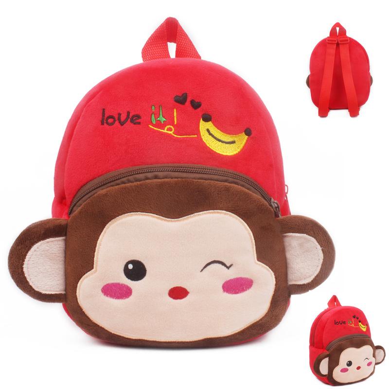 Изображение товара: Детский плюшевый рюкзак с обезьянами, школьный ранец для мальчиков и девочек с мультипликационным рисунком, сумка на плечо