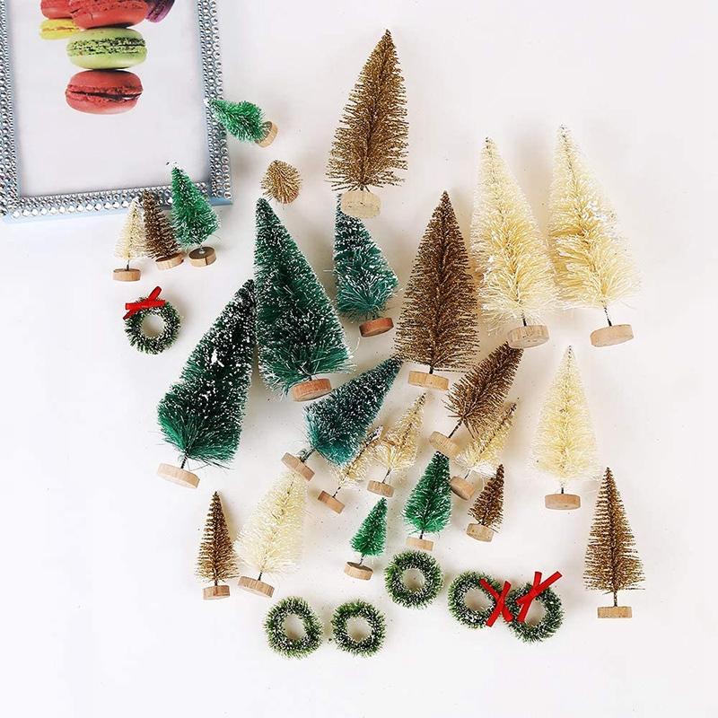 Изображение товара: 30 шт. миниатюрные Матовые Рождественские Деревья, мини-деревья, пластиковые настольные деревья, украшения для рождественской комнаты
