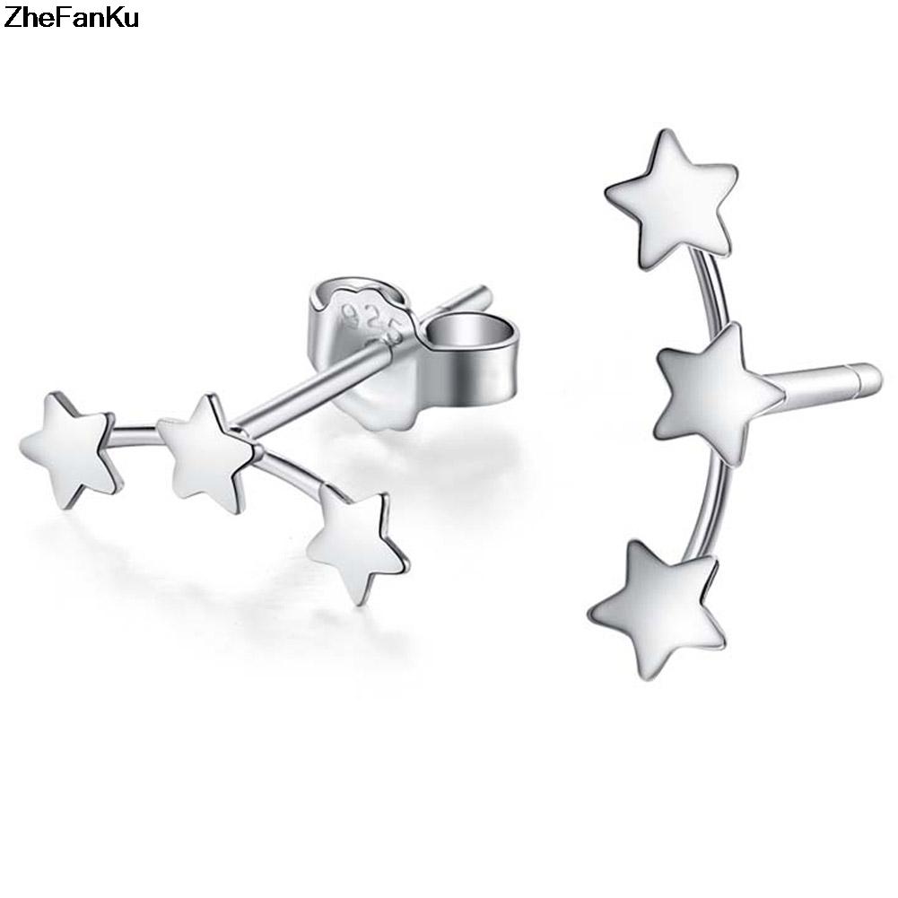 Изображение товара: Минималистичные серьги-гвоздики в виде звезд, серьги из стерлингового серебра 925 пробы, геометрические звёзды, серьги-гвоздики, ювелирные изделия для женщин и девушек, подарок другу
