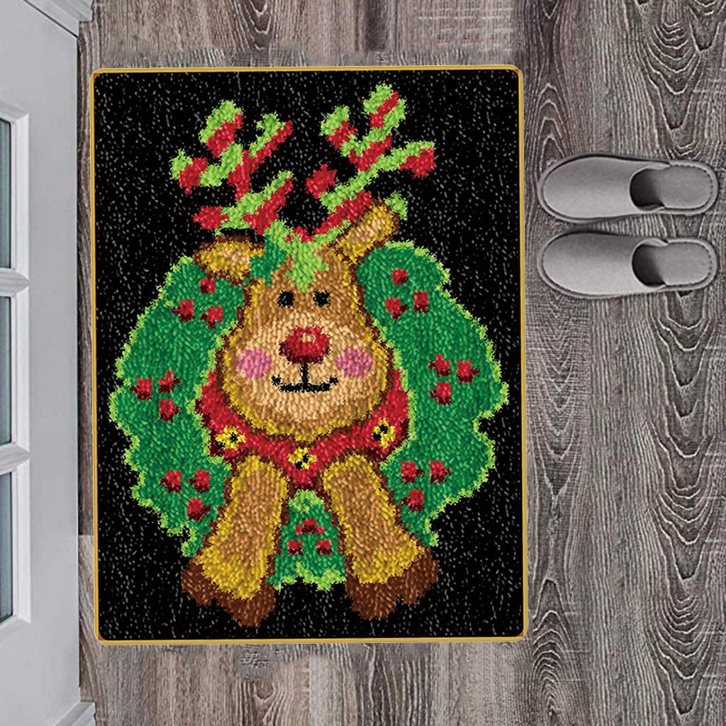 Изображение товара: Xmas Latch Hook Kit DIY Embroidery Cross Stitch Needlework for Rug Carpet Making