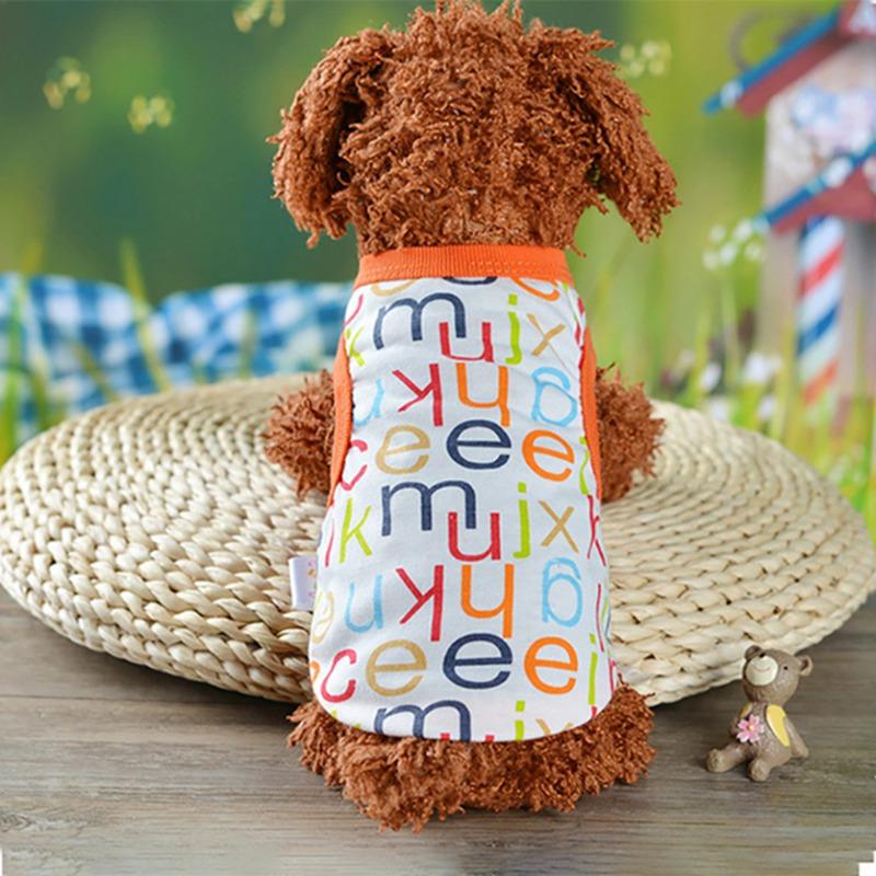 Изображение товара: Мультяшные жилеты для собак, одежда для щенков, кошек футболка для собак, для маленьких собак, летняя и осенняя одежда