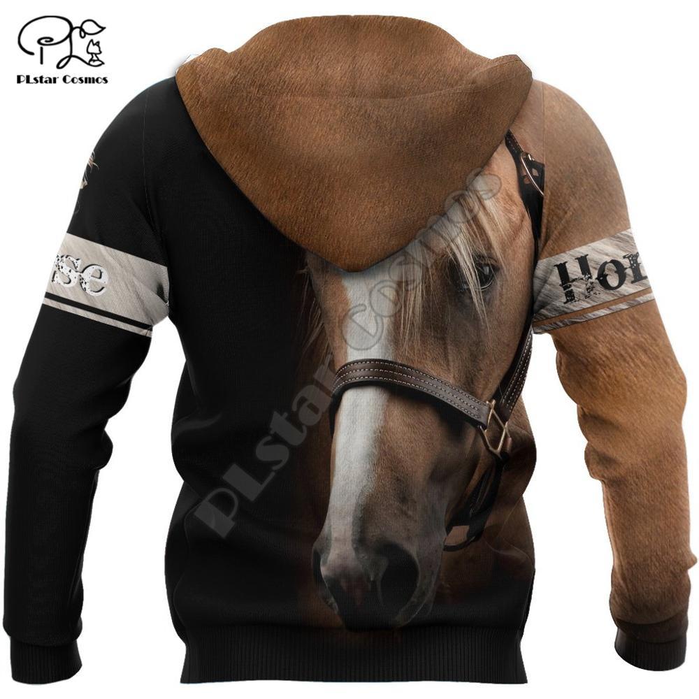 Изображение товара: Прямая поставка, осенние толстовки, мужская толстовка с 3D принтом красивой лошади, уличный пуловер унисекс на молнии, повседневная куртка DW0184