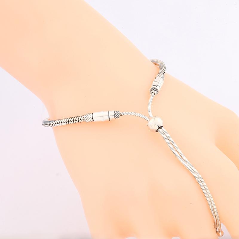 Изображение товара: Женский классический браслет из серебра 925 пробы, регулируемая цепочка на шнуровке, серебряные ювелирные изделия 925 пробы