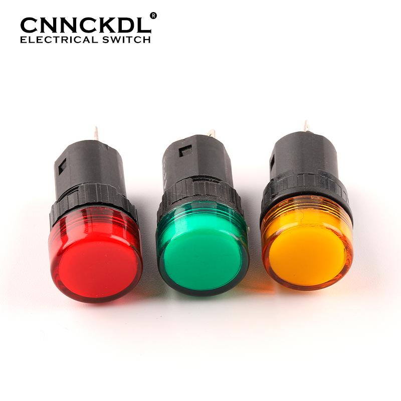 Изображение товара: Светодиодная индикаторная лампа AD16-16E, 2 контакта, 12 В/24 В/110 В/220 В/380 В, Красный Зеленый Желтый, 16 мм