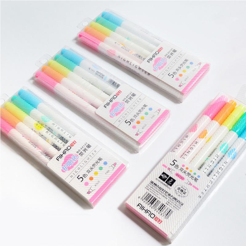 Изображение товара: Двойная флуоресцентная ручка, 5 комплектов 5-цветных маркерных ручек