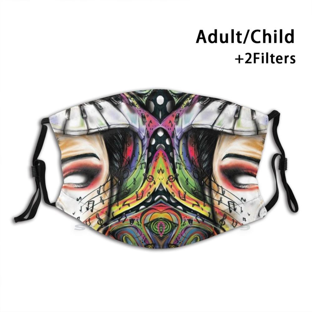 Изображение товара: Многоразовая маска для лица Lost Connection с фильтрами для детей, Geisha, с симметричными узорами, музыка, Therdai