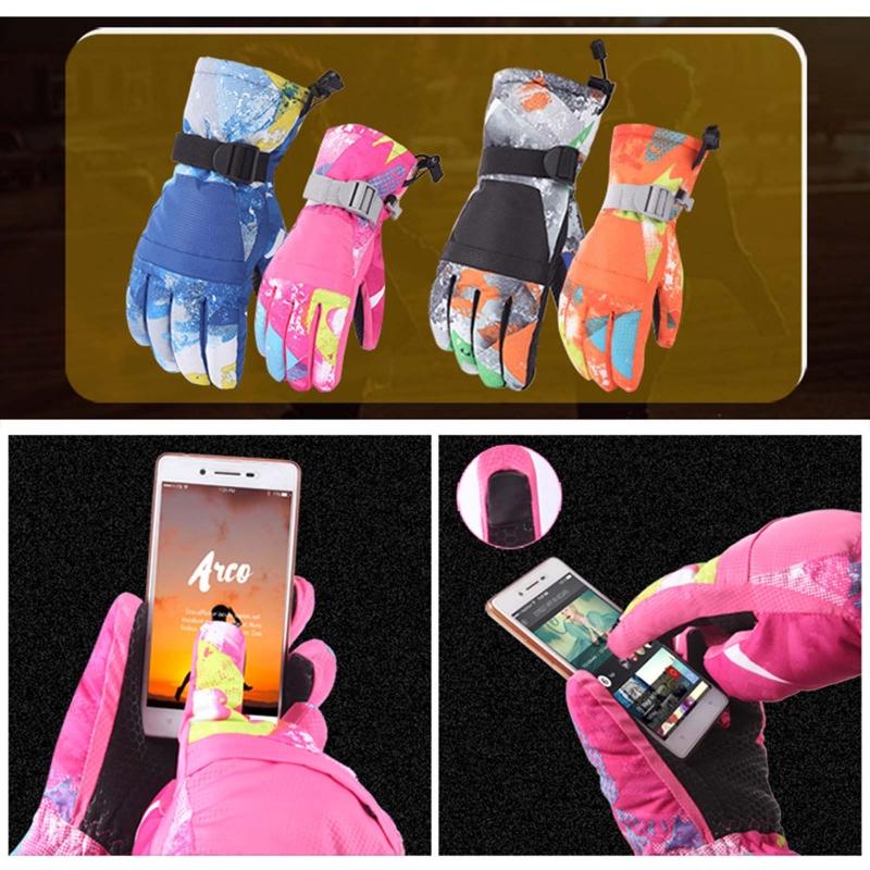 Изображение товара: Перчатки детские зимние, для катания на лыжах, сноуборде, с сенсорным экраном, водонепроницаемые