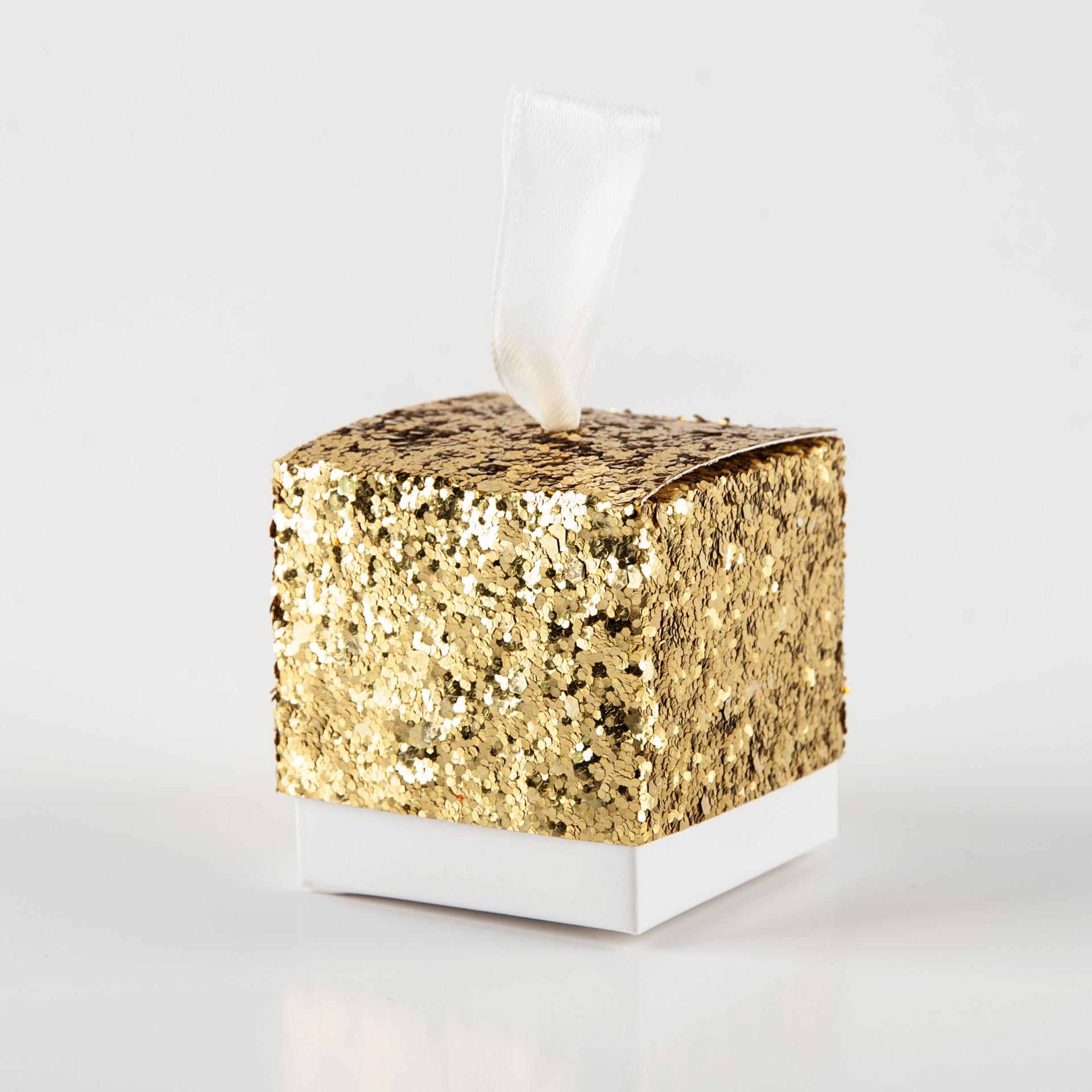 Изображение товара: Европейская коробка с блестками, Подарочная коробка для свадебной вечеринки, упаковка для праздничной вечеринки, Свадебная коробка для конфет, золотые и серебряные блестки