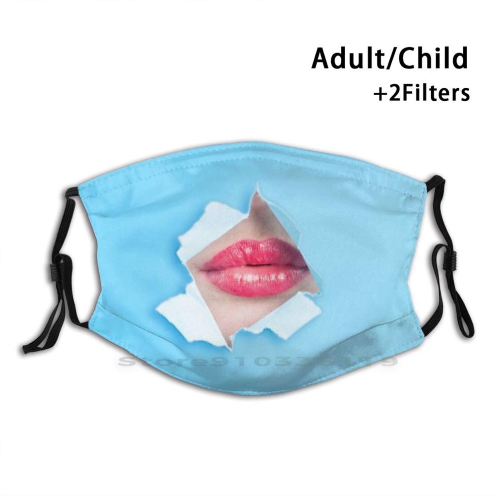 Изображение товара: Красивые красные губы рот взрослые дети моющаяся смешная маска для лица с фильтром помада крепление сексуальный рот рваная бумага