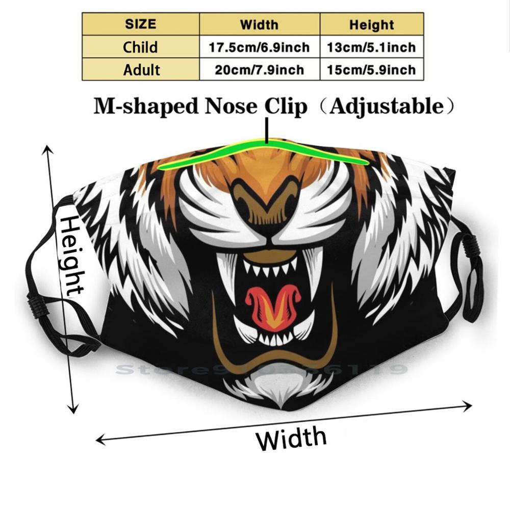 Изображение товара: Милая Тигровая маска для лица с изображением рта, многоразовая маска Pm2.5, фильтр, маска для лица, Детские Тигры, бирюзовые, оранжевые, простые, тигровые, с рисунком тигра
