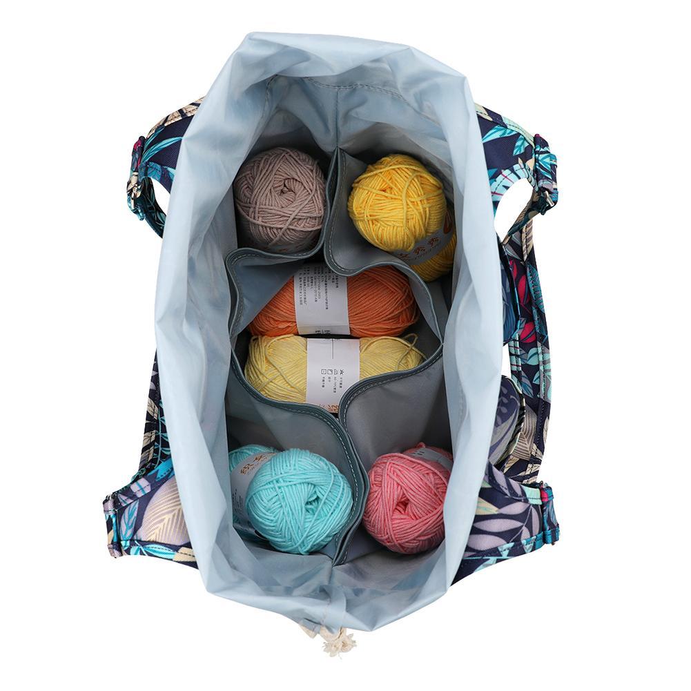 Изображение товара: Сумка для хранения для вязания, сумка-тоут из шерсти для вязания крючком, вязальные спицы, сумка для пряжи, аксессуары для шитья, чехол-Органайзер