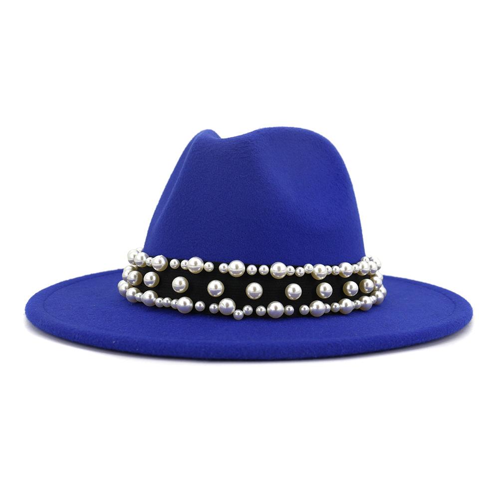 Изображение товара: Шляпа Федора для мужчин и женщин, Элегантная Модная Панама с широкими полями, ковбойская джазовая церковная шляпа, черная, красная, белая