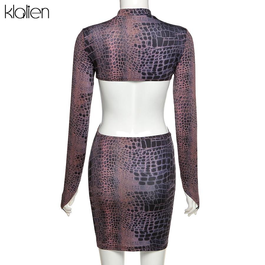 Изображение товара: Kalien женское осеннее модное сексуальное открытое уличное облегающее платье с длинным рукавом, простое мини женское платье 2020, новинка