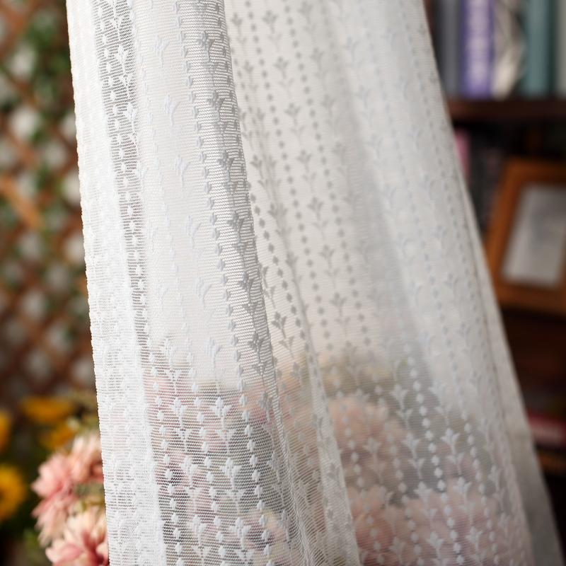 Изображение товара: Корейская роскошная кружевная занавеска из тюли с вышивкой, белая элегантная прозрачная вуаль для гостиной, спальни, на заказ, для кухни, короткая панель 554 #4