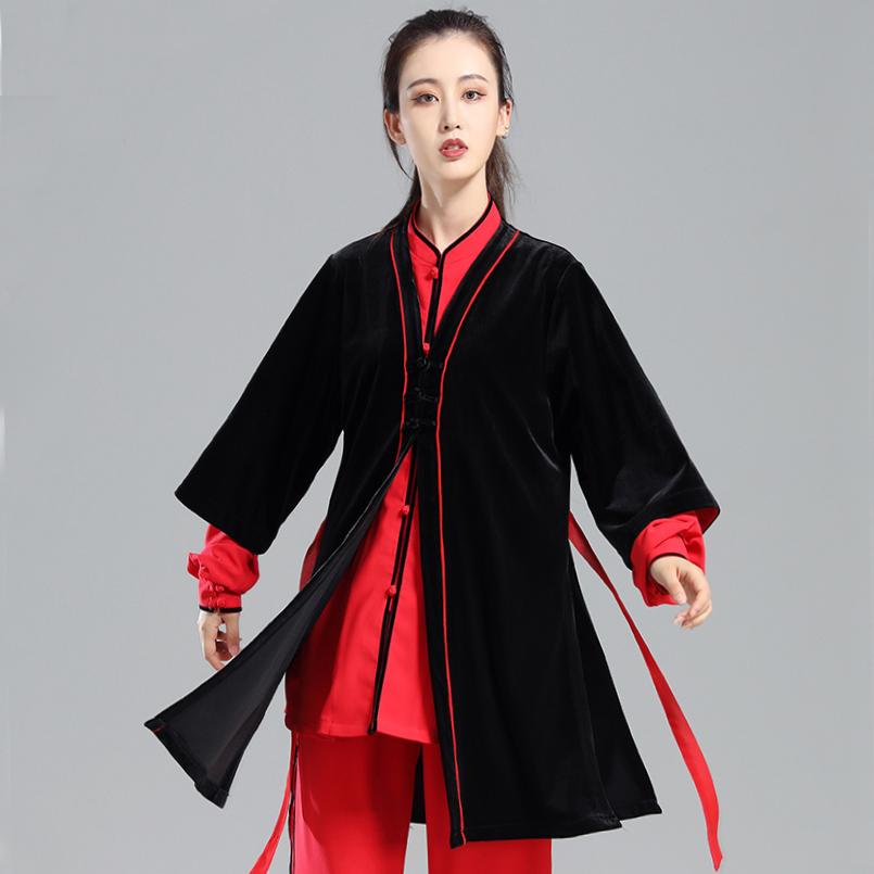 Изображение товара: Tai Chi Set Women Tai Chi Uniform Practice Clothing Men Sport Team Competition Kung Fu Clothing Black Red Cloak Chinese Style