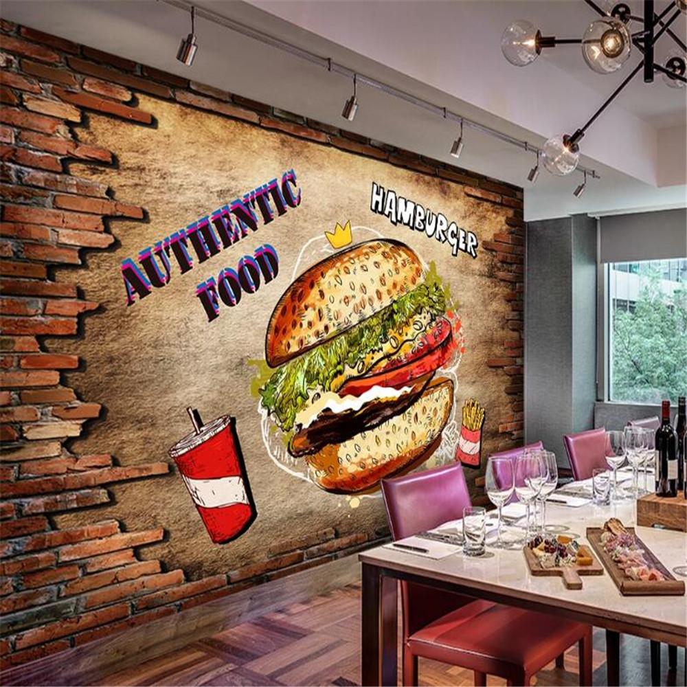 Изображение товара: Milofi профессиональные пользовательские 3D обои росписи фаст-фуд Ресторан бургер еда рабочие фоновые стены