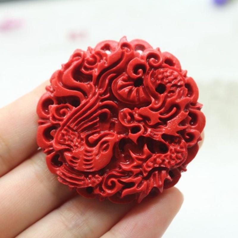 Изображение товара: Китайский красный Vermilion Дракон ожерелье с Фениксом кулон счастливое очарование ювелирные изделия