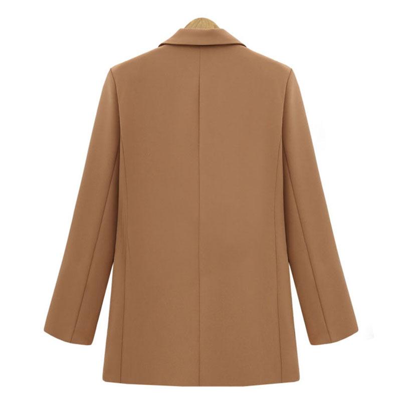 Изображение товара: Винтажный двубортный Блейзер, Женская куртка, осень 2022, офисный Блейзер, Повседневная сплошная шикарная костюмная куртка, женская верхняя одежда