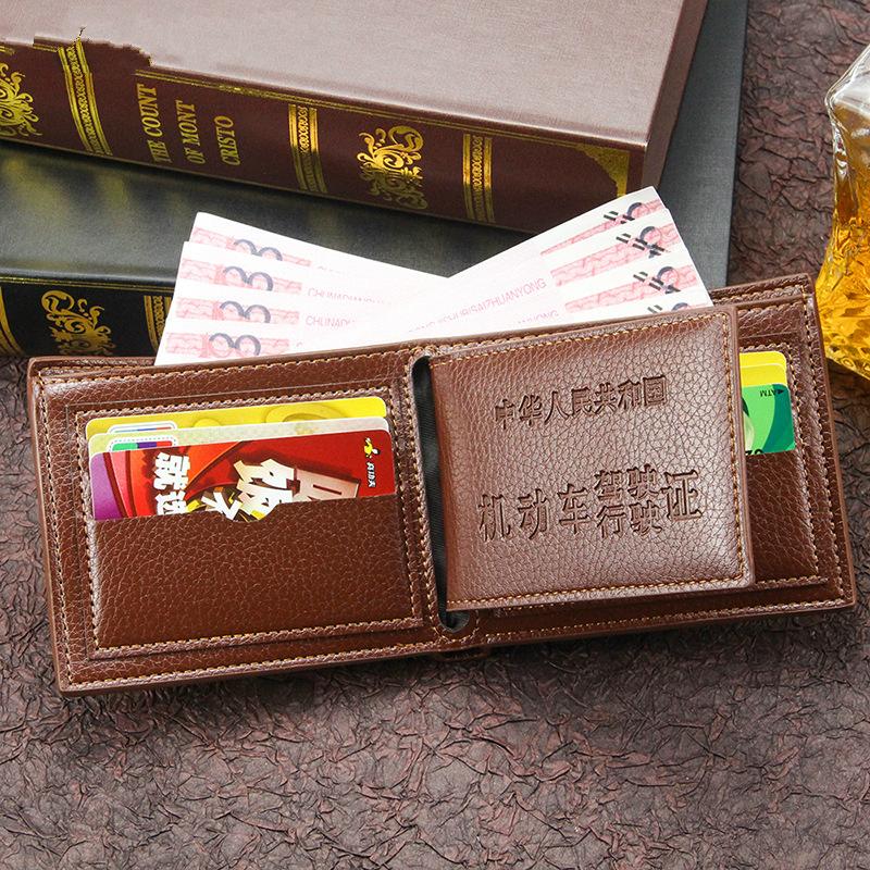 Изображение товара: Винтажный кожаный кошелек для мужчин, брендовый роскошный короткий тонкий деловой бумажник с зажимом для денег, кредитных карт, по долларовой цене