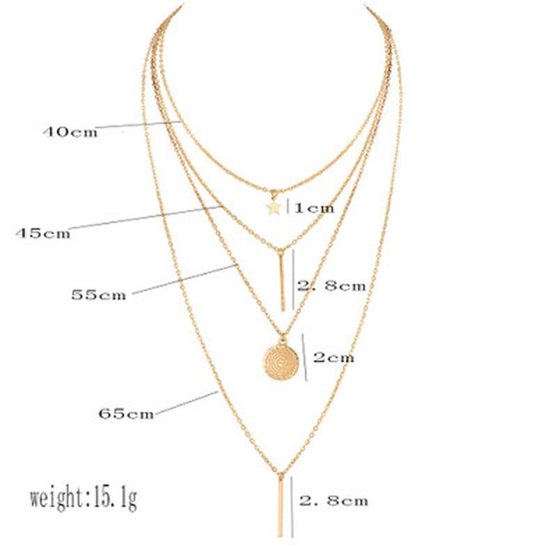 Изображение товара: Женское многослойное ожерелье HebeDeer, ожерелье с пентаграммой, желтое золото, модное ювелирное изделие для девушек