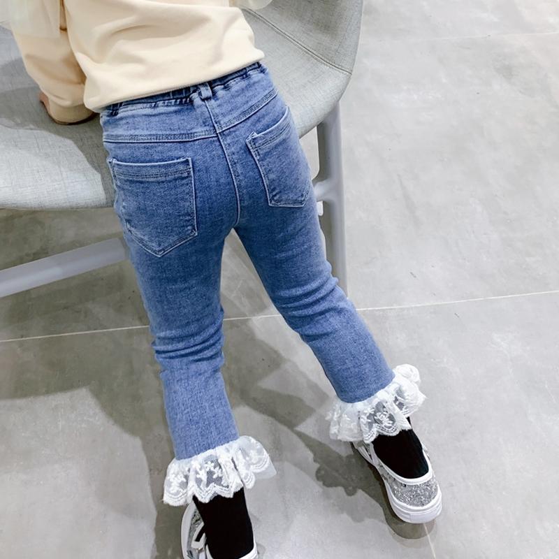 Изображение товара: Детские осенние брюки для девочек, кружевные эластичные джинсы для маленьких девочек, модная детская одежда