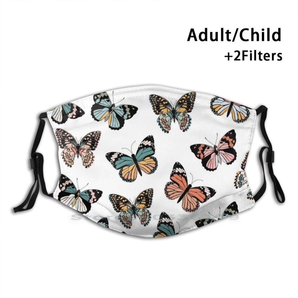 Изображение товара: Многоразовый фильтр Pm2.5 с рисунком бабочек You Give Me, маска для рта своими руками, Детские бабочки, цветные бабочки, весна