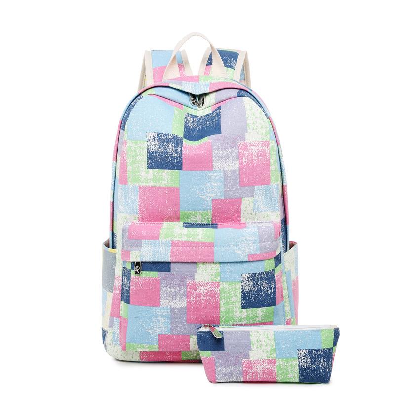 Изображение товара: Винтажный женский рюкзак с геометрическим принтом, дорожный ранец для девушек, сумка для ноутбука, милые школьные портфели, холщовые сумки для книг