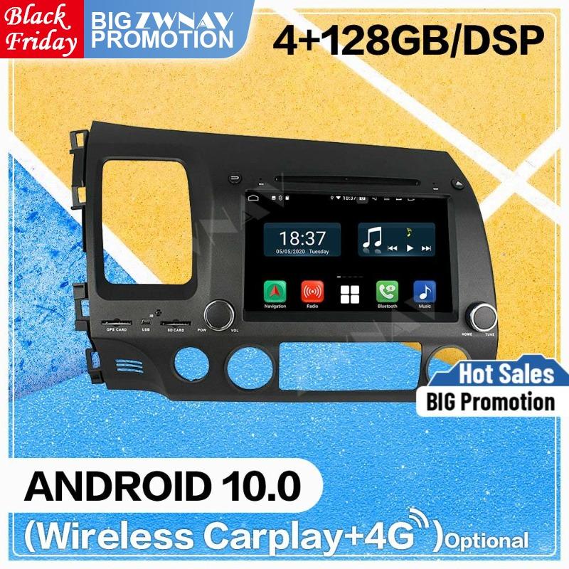 Изображение товара: 128 ГБ Carplay Android 10,0 экран DVD-плеер для Honda CIVIC 2006 2007 2008 2009 2010 2011 GPS автомобильное радио аудио стерео головное устройство