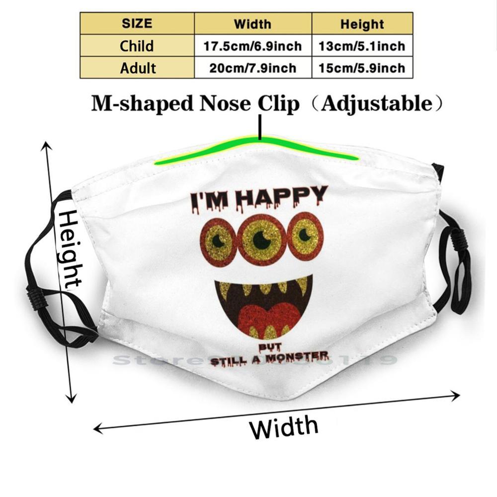 Изображение товара: Я Счастливый монстр для взрослых и детей моющаяся смешная маска для лица с фильтром Счастливый монстр счастье клыки Хэллоуин Монстры улыбающиеся