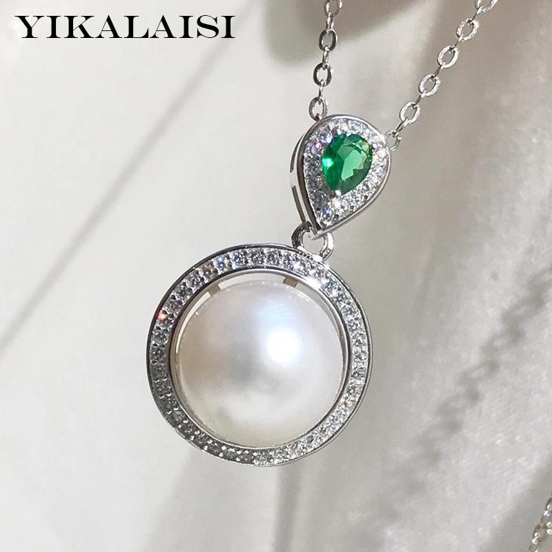 Изображение товара: YIKALAISI 11-12 мм продолговатые Подвески с натуральным пресноводным жемчугом, ювелирные изделия для женщин, ожерелья из стерлингового серебра 925 пробы, новые оптовые продажи