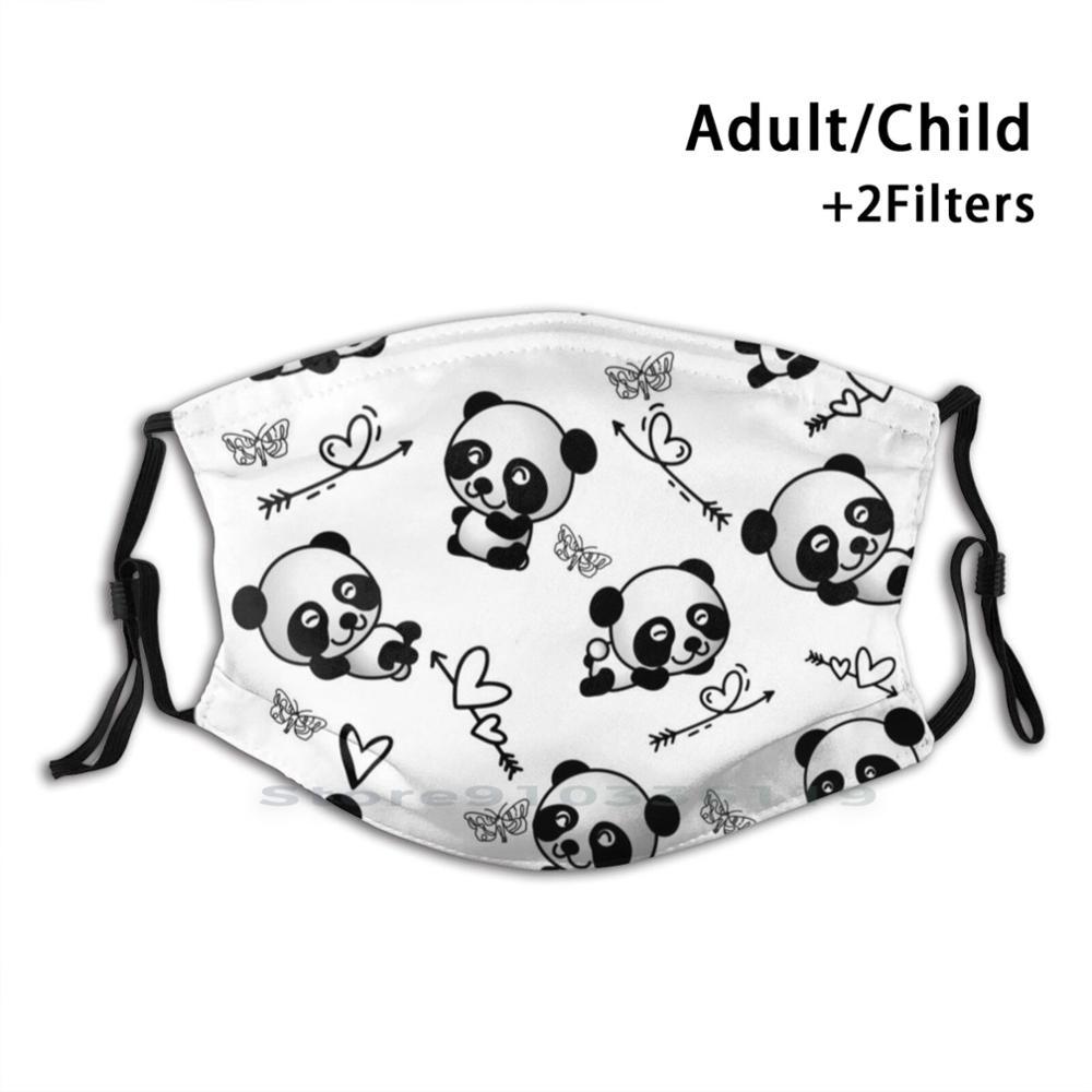 Изображение товара: Многоразовый фильтр Pm2.5 с рисунком панды, маска для рта, Детская панда, любовь, панда, Детская панда